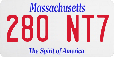 MA license plate 280NT7