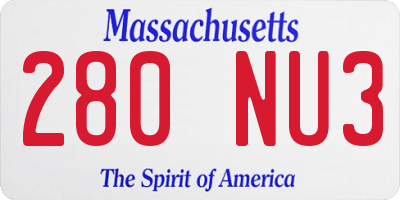 MA license plate 280NU3
