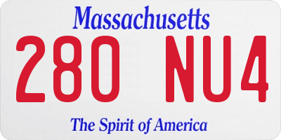 MA license plate 280NU4