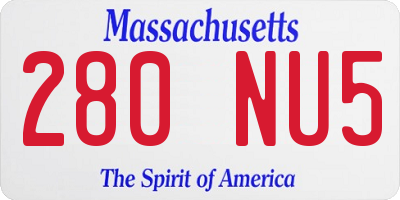 MA license plate 280NU5