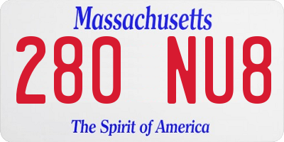 MA license plate 280NU8