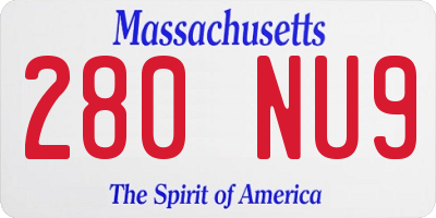 MA license plate 280NU9