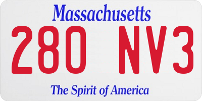MA license plate 280NV3