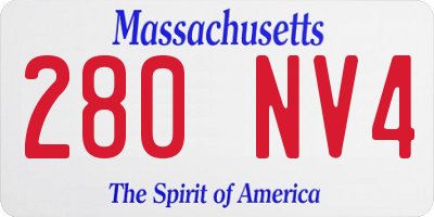 MA license plate 280NV4