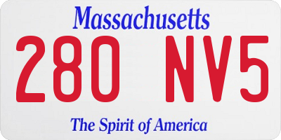 MA license plate 280NV5