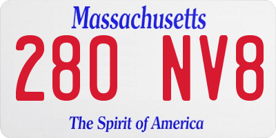 MA license plate 280NV8