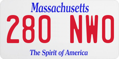 MA license plate 280NW0