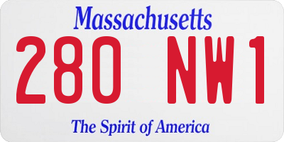 MA license plate 280NW1