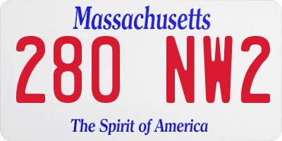 MA license plate 280NW2
