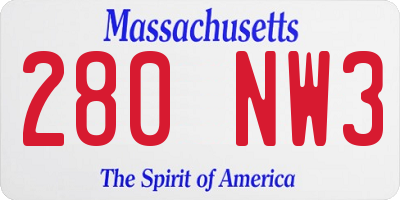 MA license plate 280NW3