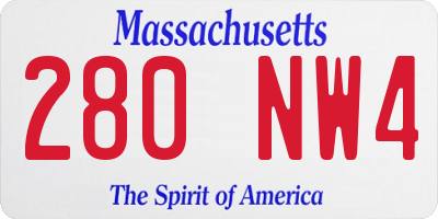 MA license plate 280NW4