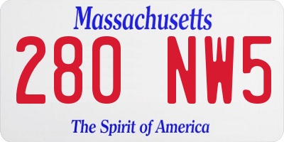 MA license plate 280NW5