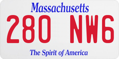 MA license plate 280NW6
