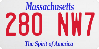 MA license plate 280NW7