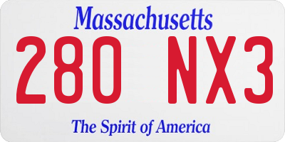 MA license plate 280NX3