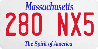 MA license plate 280NX5
