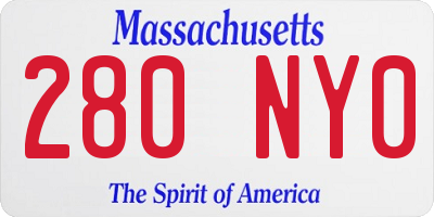 MA license plate 280NY0