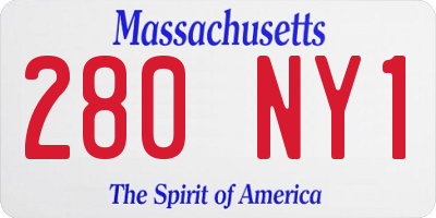MA license plate 280NY1