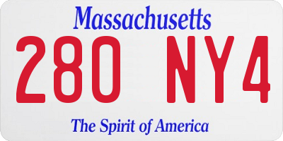 MA license plate 280NY4