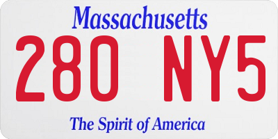MA license plate 280NY5