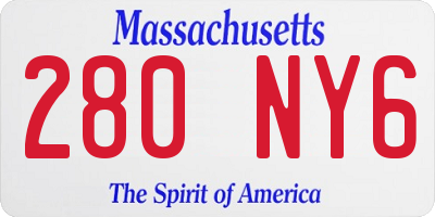 MA license plate 280NY6