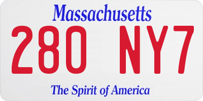 MA license plate 280NY7