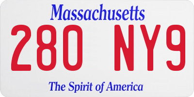 MA license plate 280NY9