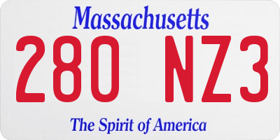 MA license plate 280NZ3