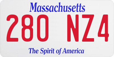 MA license plate 280NZ4