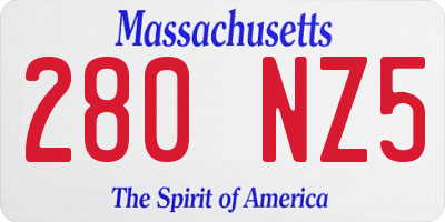 MA license plate 280NZ5