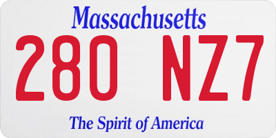 MA license plate 280NZ7