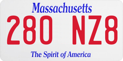 MA license plate 280NZ8