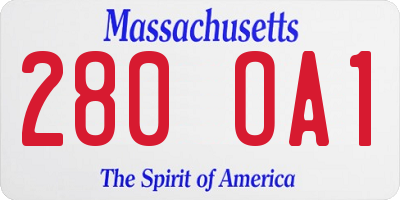MA license plate 280OA1