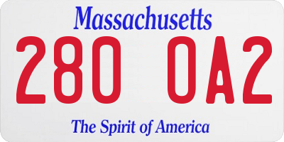 MA license plate 280OA2
