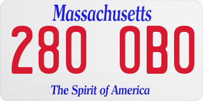 MA license plate 280OB0