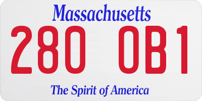 MA license plate 280OB1