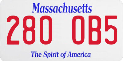 MA license plate 280OB5