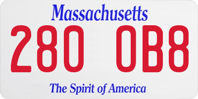 MA license plate 280OB8