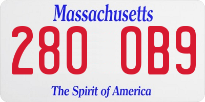 MA license plate 280OB9