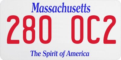 MA license plate 280OC2
