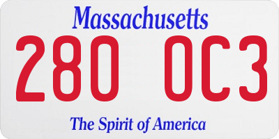 MA license plate 280OC3