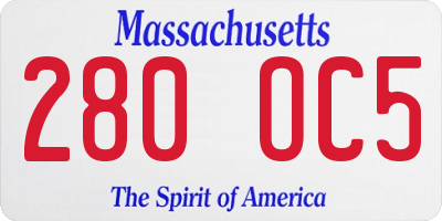 MA license plate 280OC5