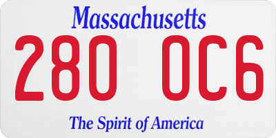 MA license plate 280OC6