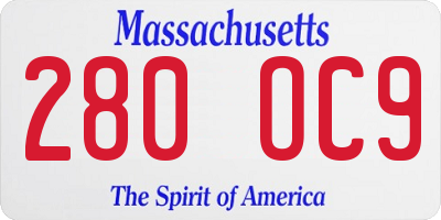 MA license plate 280OC9