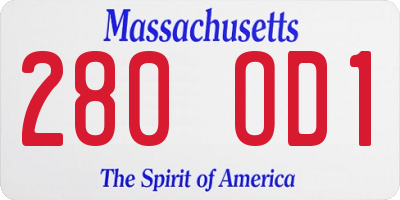 MA license plate 280OD1