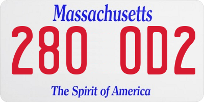 MA license plate 280OD2