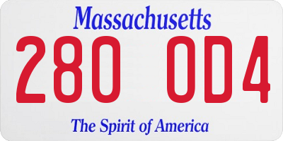 MA license plate 280OD4