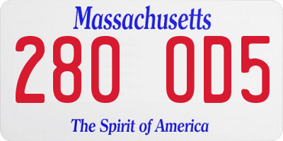 MA license plate 280OD5