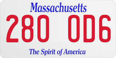 MA license plate 280OD6
