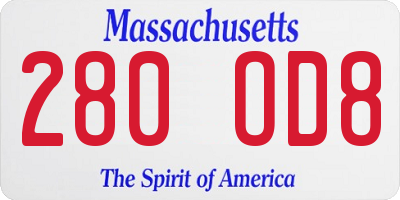 MA license plate 280OD8
